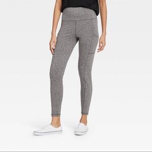 Women's High Waisted Stash Pocket Leggings - A New Day™ Gray S: Mid Rise